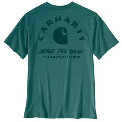 Carhartt Herren T-Shirt Irvine Work 107317 Rückenprint Relaxed Fit Transformative Teal S