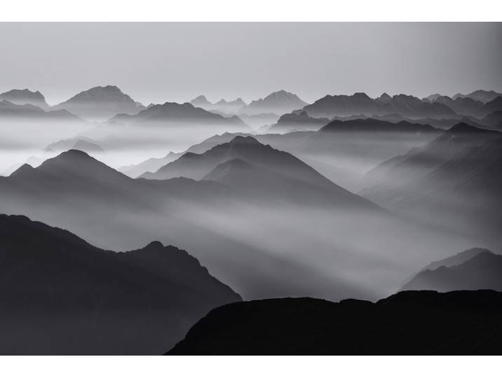 Fototapete PAPERMOON Photo-Art ALES KRIVEC, BERGSCHICHTEN , bunt, B:2,5m L:1,86m, Vlies, Tapeten, Fototapete