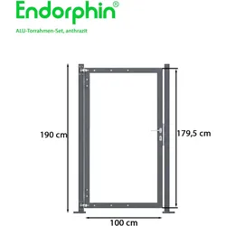 Endorphin, Gartenzaun, Alu Torrahmen Set inkl Zubehör und verstärkten Pfosten 235cm in anthrazit