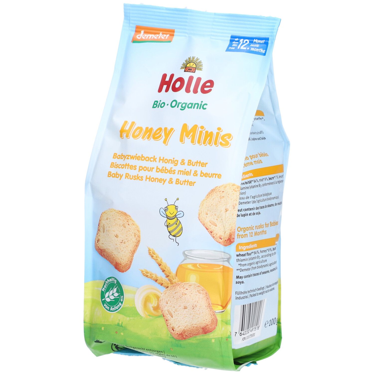 Holle Honey Minis Bio-Babyzwieback 100 g Kekse