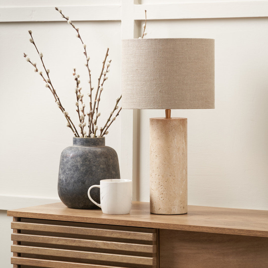 Gracie Oaks Kanoa Marble Table Lamp Natural 47cm H X 25cm W X 25cm D
