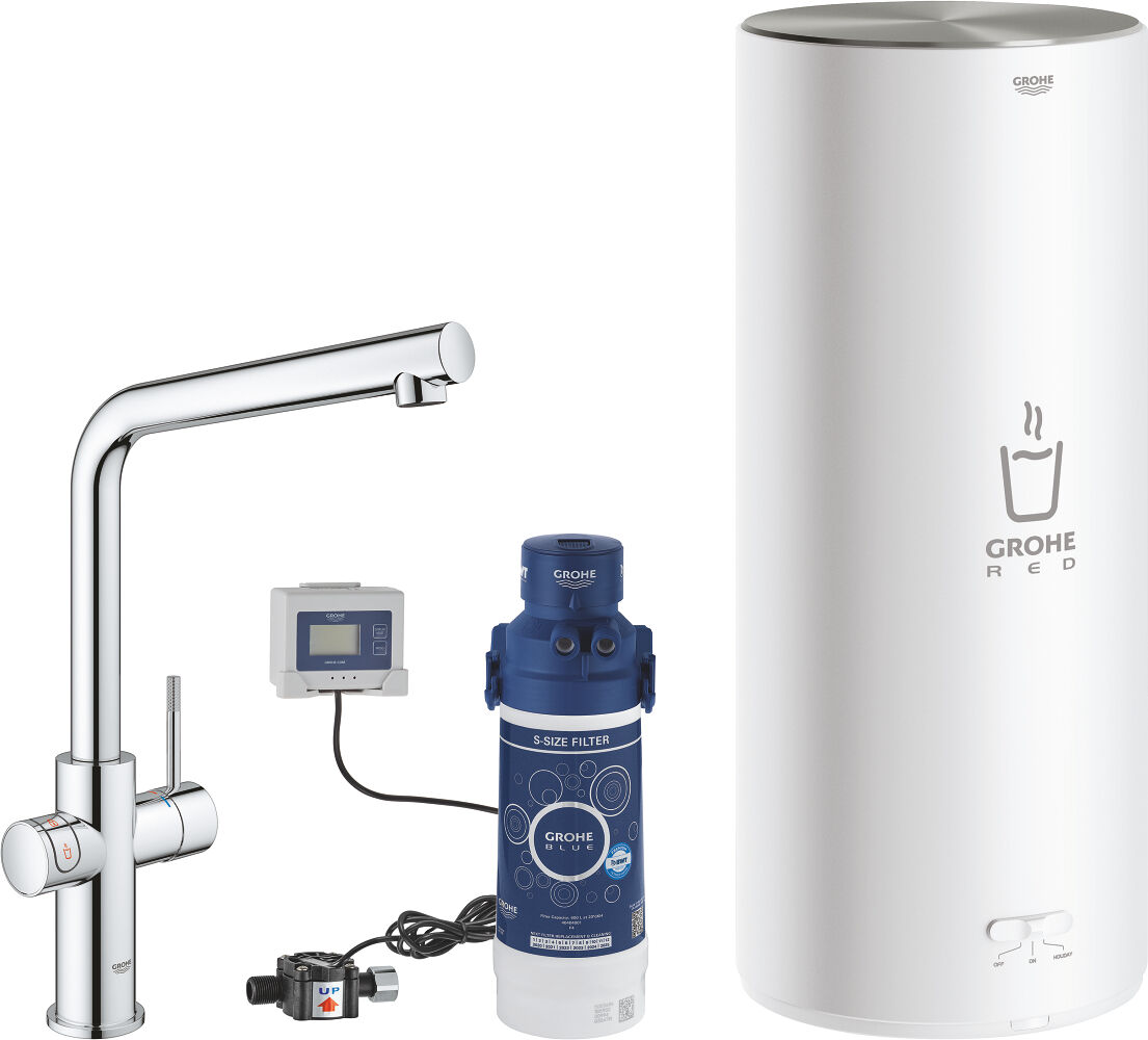 Grohe Red duo robinet de cuisine 30325001 chromé, taille L, bec en L, avec chaudière