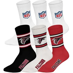 NFL Unisex Socken, 6er Pack - NFL Teams, 6Pack Crew Socks, Football, Logo, Baumwollmischung Atlanta Falcons/Weiß / 39-42