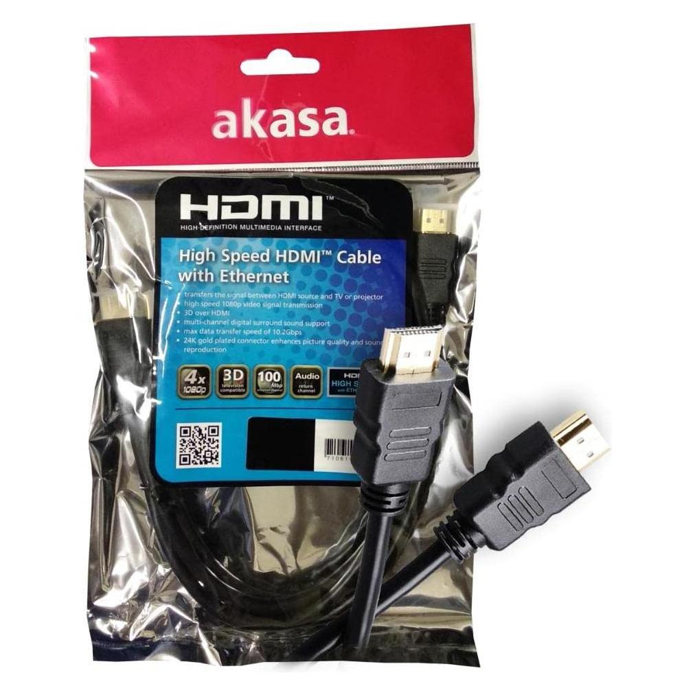 Akasa HDMI Cable 2M, with Gold plated connectors, Ethernet and 4K x 2K resolution support, *HDMIM (2 m) (AK-CBHD02-20V3)