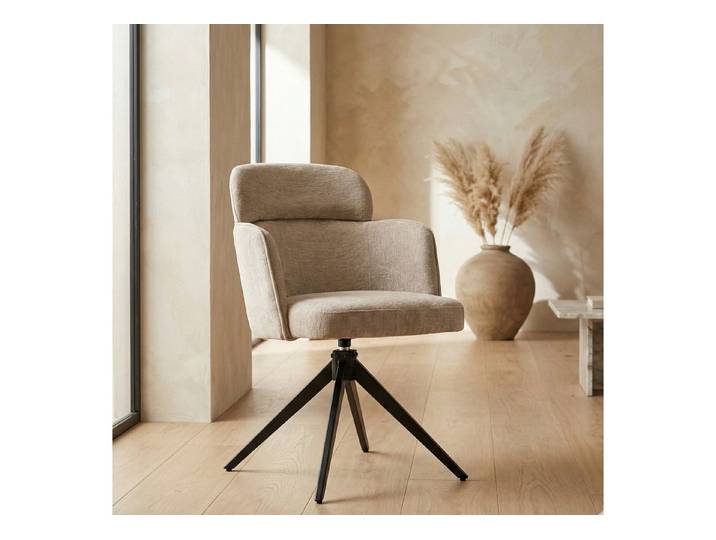 alesvelt Esszimmerstuhl gepolstert mit Rückenlehne und Armlehne 360 Grad drehbar Beige, 2er/4er/6er- Set