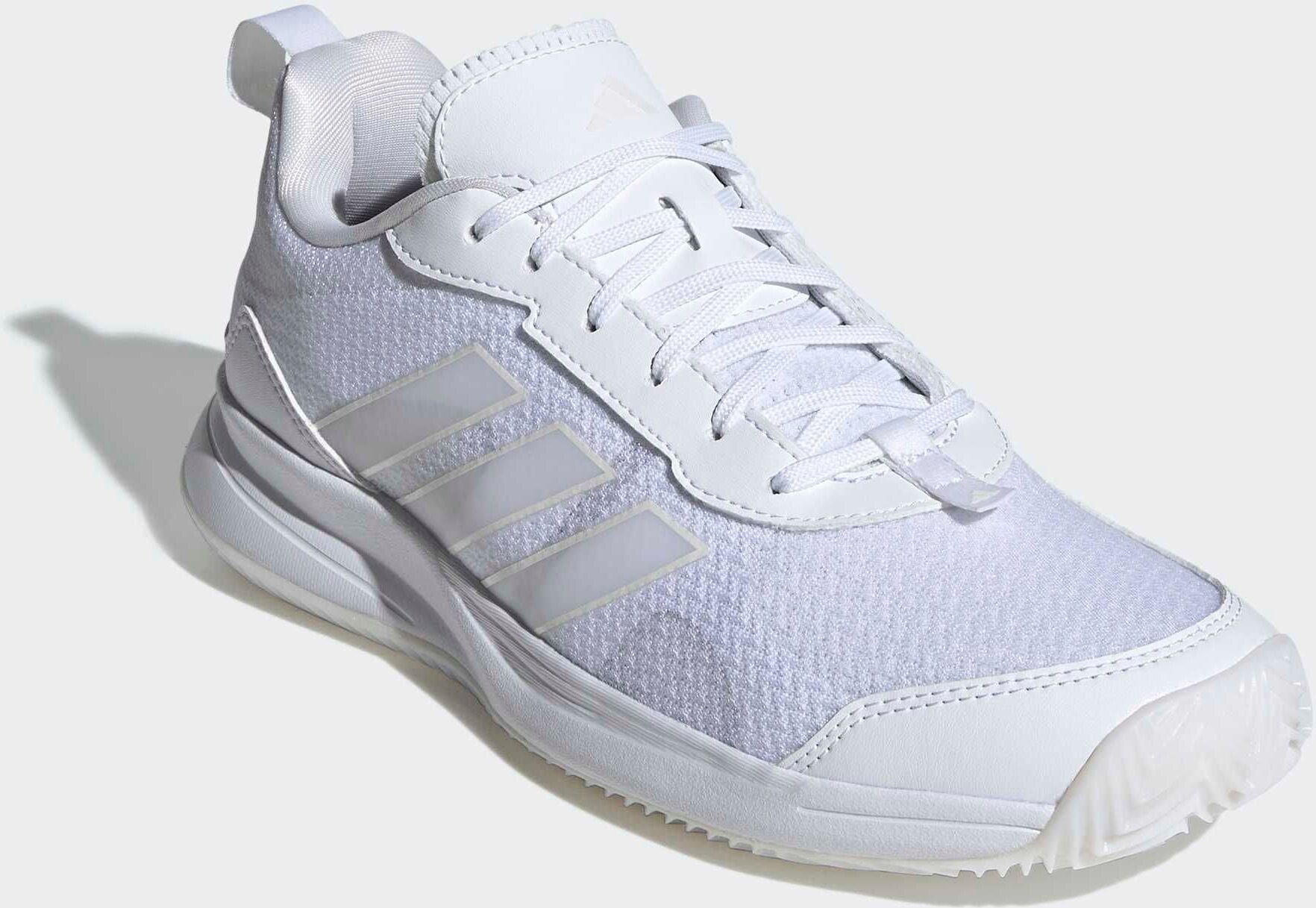 Tennisschuh ADIDAS PERFORMANCE "AVAFLASH", Damen, Gr. 41, cloud weiß, ftwr weiß, zero metallic, Synthetik, Textil, Schuhe Tennisschuh