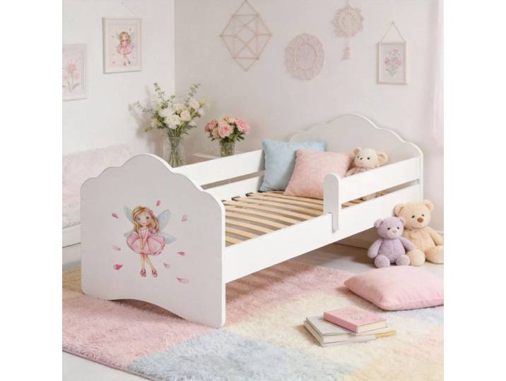 Lit enfant FALA 140x70 avec barrière – motif FILLE AVEC AILES – SANS MATELAS