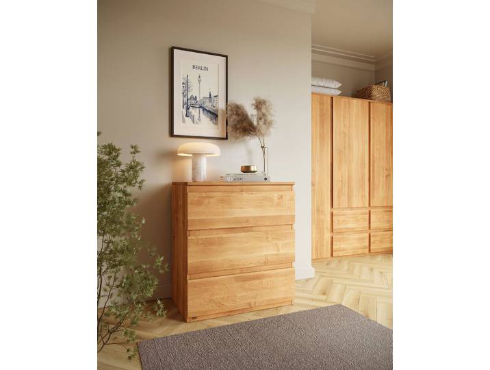Naturwohnen Kommode Erle Massivholz 90x80x50 cm Kommode Finn mit bioola® nature veredelt 100% Bio & Vegan