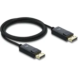 Delock Koaxiales DisplayPort Kabel 16K 60 Hz 80 Gbps mit Geflechtmantel 2 m (2 m), Videokabel, Schwarz