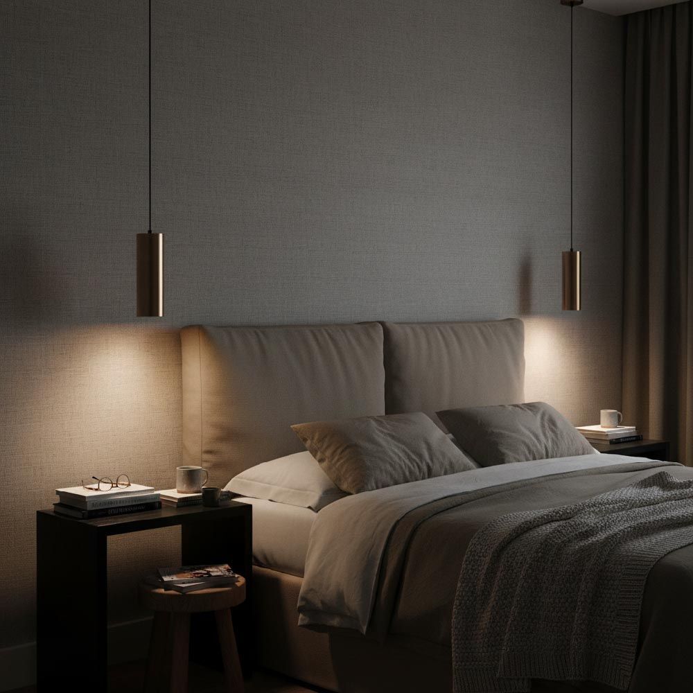 LUSENZ Pendelleuchte Erdena caramello – GU10-Fassung – Minimalistisches Design – Licht, das zu schweben scheint – IP20 für den Innenbereich