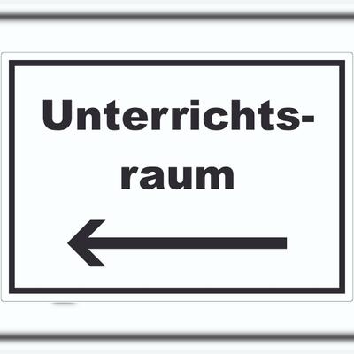 HB-Druck Unterrichtsraum Aufkleber mit Text Richtungspfeil links Schule Schulung waagerecht A2 (420x594mm)