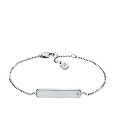 Armband FOSSIL "Schmuck Geschenk Edelstahl Armschmuck SADIE", silber (edelstahlfarben, kristallweiß, kristallweiß), Armbänder, Damen, 19cm, Edelstahl, Armband, mit Glasstein