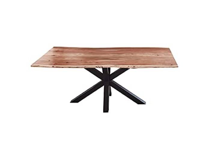 SAM Esstisch Toledo 220x100 cm Akazie natur Baumkante Spider schwarz Baumkantentisch massiv, Akazienholz naturfarben, Esszimmertisch