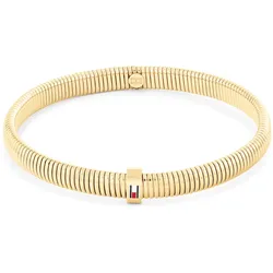 Armband TOMMY HILFIGER "STRETCH BRACELETS", gold (gelbgoldfarben, blau, weiß, rot), Armbänder, Damen, 16,5cm, Edelstahl, Armband
