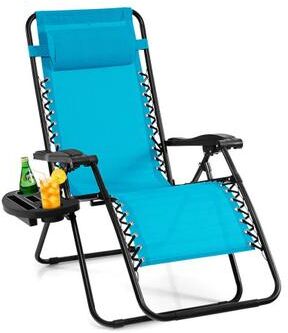Costway Outdoor Folding Zero Gravity Reclining Lounge Chair-Light Blue