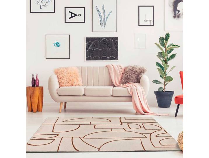 Tapis ATTICGO géométrique 80 x 150 cm BERUTI 12923 beige / cuivre