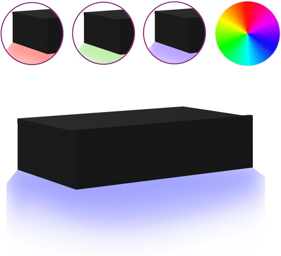 vidaXL Meuble TV avec éclairage LED noir 60x35x15,5 cm