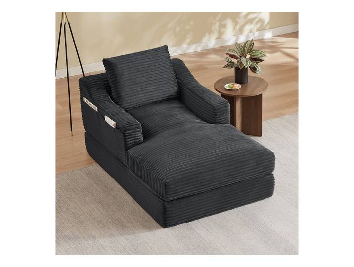 GLP Schlafsofa Cord-Sessel mit Schlaffunktion, ausziehbarer Lounge-Sessel, 100x162 cm, Set, Ausziehbarer Cord-Loungesessel mit Liegefläche und weichem Kissen