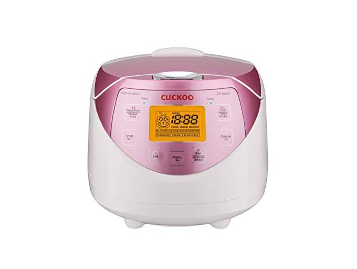 CUCKOO CR-0631F Digitaler Reiskocher klein, Reiskocher Dampfgarer, 1l, Micom Fuzzy Logic, Timer, LCD-Display, 7 Koch- & 3 Zusatzfunktionen, Antihaftbeschichtung, electric rice cooker mini digital weiß