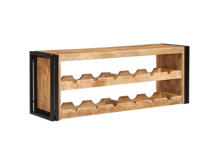 Weinregal Braun 100 x 45 x 33 cm Massivholz Mango Wand Mangoholz, Eisenrahmen, Industriestil, Wandmontage, großes Design