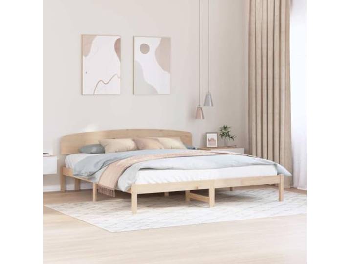 YUTAASU Bettrahmen mit Kopfteil Natur 200 x 200 cm Massives Kiefernholz Stabile Konstruktion, Fester Lattenrost, Einfache Montage, Leichte Reinigung, 2-Personen-Aufbau