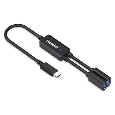 Hamlet XHUB-02UC-5GY HUB USB 3.1 con cavo Y da 30 cm. 1 ingresso USB-C e 2 uscite USB-A 3.0 (XHU (USB-C, 2 Ports) (XHUB-02UC-5GY)