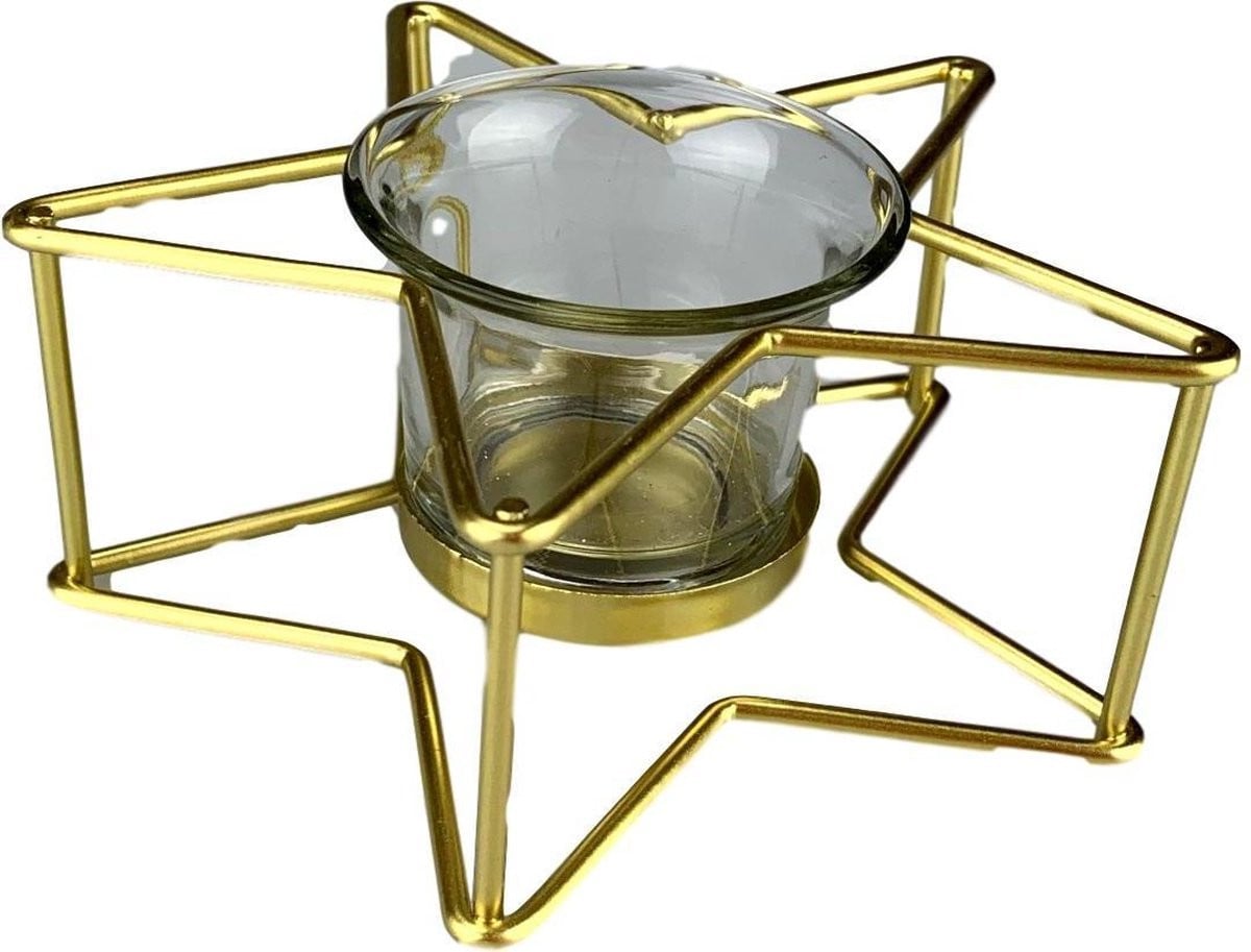 Gouden ster theelichthouder voor sfeervolle decoratie