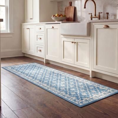 Laura Ashley Washable Printed Chenille Rugs with Non-Slip Rubber Backing