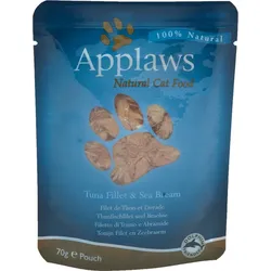 Applaws 70g Beutel Katzennassfutter 12 x 70 Gramm Thunfischfilet & Brachse