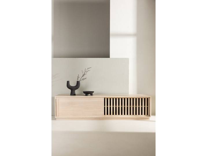 TV-Bank VENTURE HOME Lugo, TV-Bank, Skandinavisch, Breite 180 cm , weißgewaschen, B:180cm H:45cm T:40cm, MDF, Sideboards, TV-Bank, TV-Möbel, Lackierung, hell, klug, freundlich, einladend