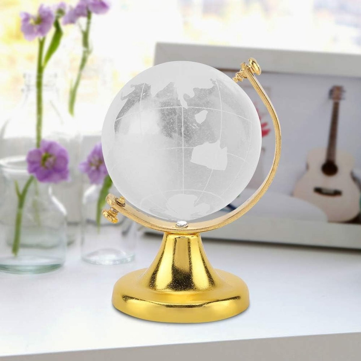 Decoratieve Glazen Kristallen Bol - Mini Aarde Globe voor Bureau en Thuisdecoratie