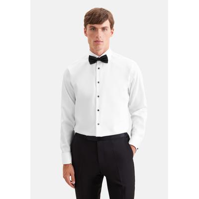 Smokinghemd SEIDENSTICKER, Herren, Gr. XS (36), normale Ärmellängen, weiß, 100% Baumwolle, unifarben, slim fit, Doppelmanschette, Hemden, Slim 1/1 Kentkragen Uni
