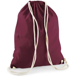Westford-Mill Turnbeutel W110 Cotton Gymsac, burgundy, mit Kordelzug, aus Baumwolle, zum Bemalen, 12 Liter, 46 cm