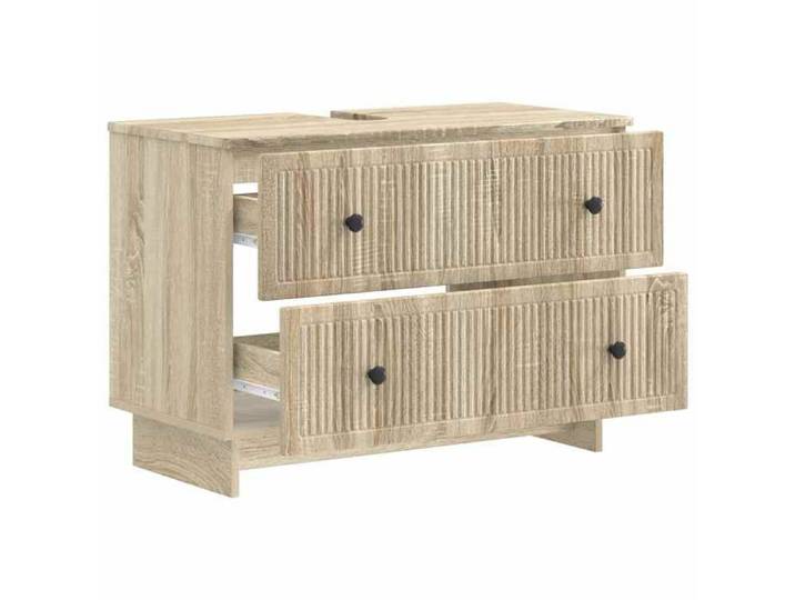 Cabinet d'évier - Brun - Meuble sous Lavabo de Salle de Bain EDE Chêne Sonoma - Cadre durable_25.5kg_31604