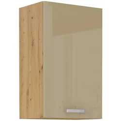 Hängeschrank 50 Eiche Artisan Cappuccino Hochglanz Küchenzeile Küchenblock Küche