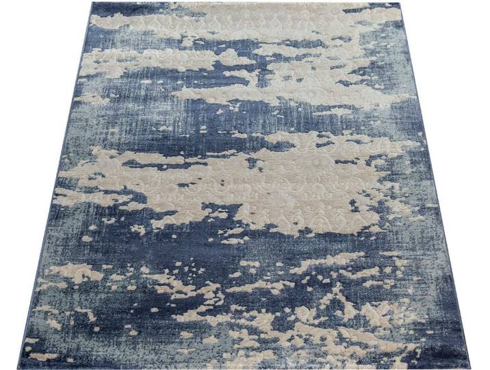 Teppich PACO HOME Victory 601 , blau, B:120cm H:15mm L:170cm, Polypropylen (PP), Teppiche, Teppich, Kurzflor, Vintage Design, Wohnzimmer