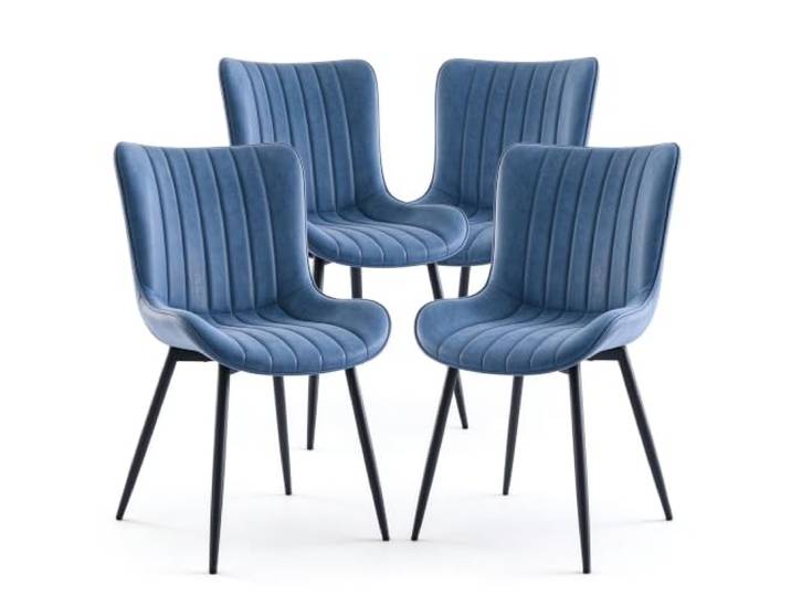 GarveeHome 4er-Set Mid-Century Esszimmerstühle Aus Kunstleder 136 kg Belastbarkeit Blau