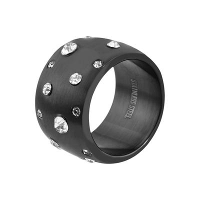 Fingerring AKZENT "Black love, langlebig" Gr. 58, schwarz, Fingerringe, Damen, 58, Edelstahl, Fingerring