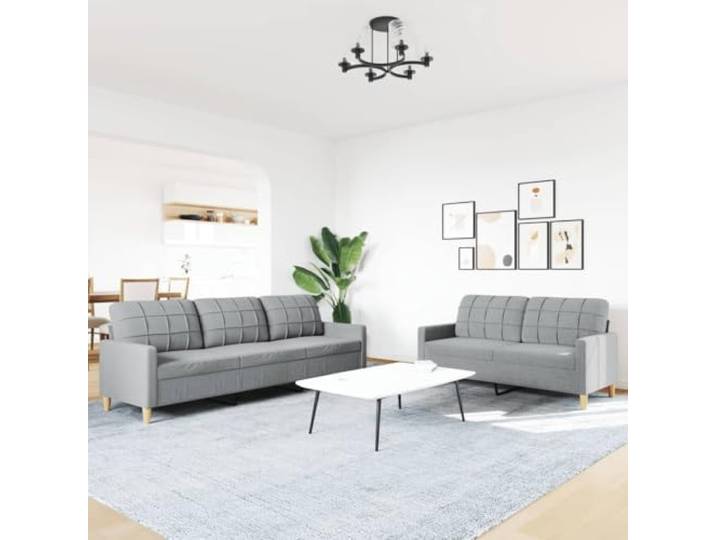 KTHLBRH Sofa-Set, 2-teilig, hellgrau, Stoff Atmungsaktives Polyester, Metallgestell, Schaumstoff, 2- und 3-Sitzer, 110 kg pro Sitzfläche