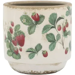 Chic Antique Fraises Übertopf – Keramik-Pflanztopf mit Erdbeer-Dekor, 10 cm, Ø 10 cm