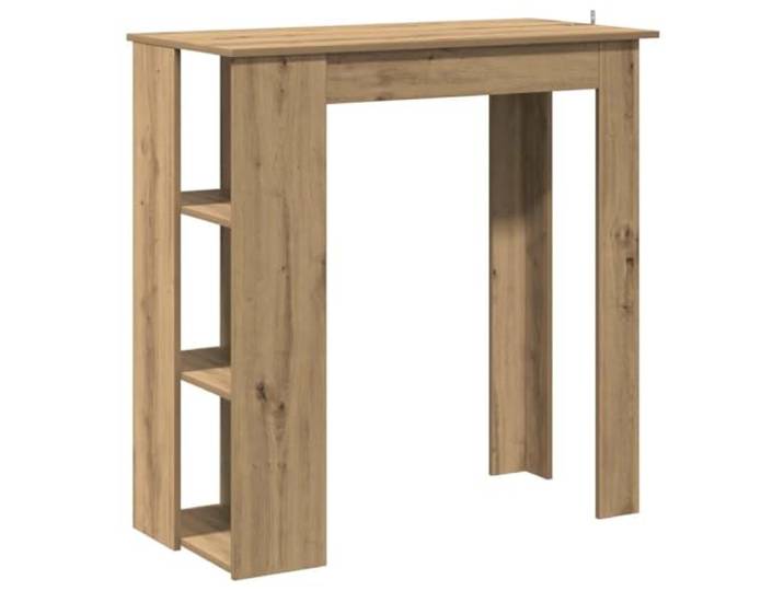 HBBMGYD Bartisch mit Regal, Holz, 3 Ablagen Handwerkliche Eiche, Wandbefestigung im Lieferumfang enthalten, Flaschenaufbewahrung, robuste Oberfläche