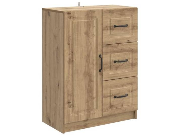 TEKGHUT Sideboard Artisan-Eiche 66 x 34,5 x 87 cm Holzwerkstoff Schlankes Design, 90°-Pendeltüren, Schubladen, Bügelgriffe, Innenregale, feuchtes Tuch