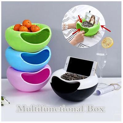 Uplift Treasures Double Layer Snack Bowl With Shell Storage Container blue