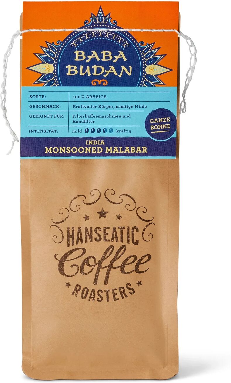 Hanseatic - Baba Budan Filterkaffee - 250 g Ganze Bohne - Intensität: 3/6