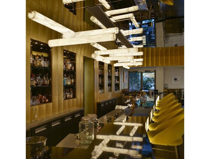 Lustre LED Dimmable en Marbre et Chrome Doré 2026 pour Salon