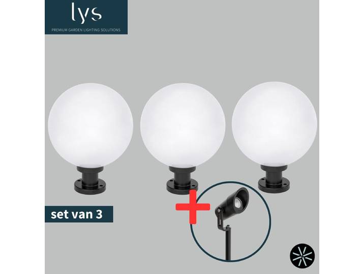 Nox Tuinbol Voordeelset - 3 Tuinbollen Ø35cm - Eenvoudige Buitenverlichting zonder Gedoe met Grondkabels (3 stuks)