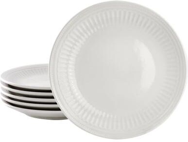 Elama 6 Piece Stoneware Salad Plate Set in White, Service for 6