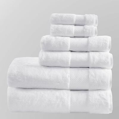 Jla Home/Bed Turkish Cotton Bath Towel Set Six Piece Set, Six Piece Set, White