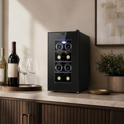Yeego 10.2 inch 8-Bottle Mini Thermoelectric Cooler, Countertop Wine Fridge