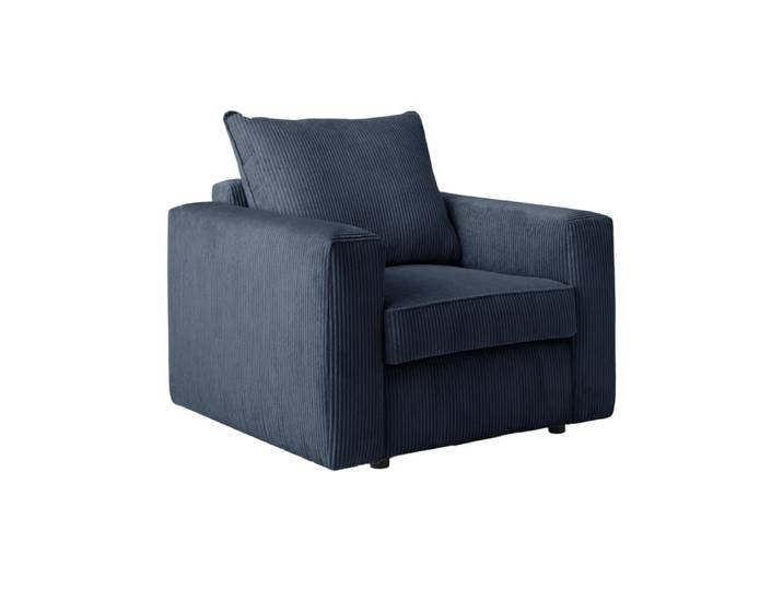 Fauteuil en velours côtelé bleu